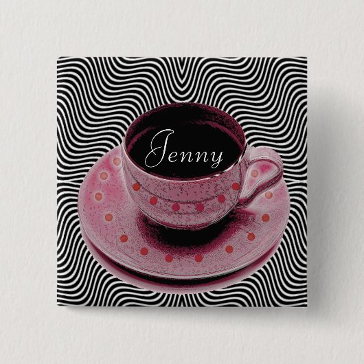 Badge Carré 5 Cm boutons de café-restaurant (Devant)