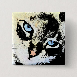 Badge Carré 5 Cm Boutons de chat d'encre