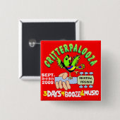 Badge Carré 5 Cm Boutons de CRITTERPALOOZA (Devant & derrière)