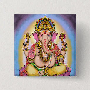 Badge Carré 5 Cm Boutons de Designer Lord Ganesha