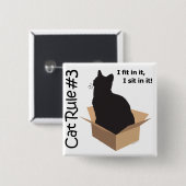 Badge Carré 5 Cm Boutons de la règle #3 de chat (Devant & derrière)