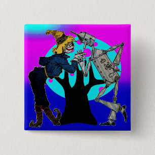 Badge Carré 5 Cm Boutons de l'arbre néon