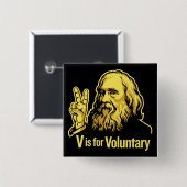 Badge Carré 5 Cm Boutons de Lysander Spooner Voluntaryism (Devant & derrière)