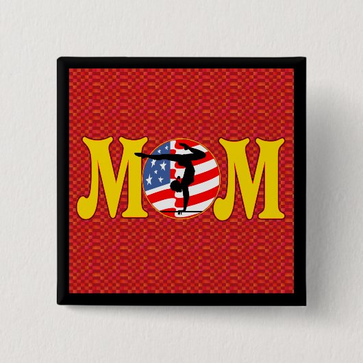 Badge Carré 5 Cm Boutons de maman de gymnastique (Devant)