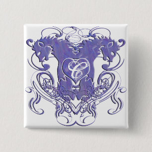 Badge Carré 5 Cm Boutons de mariage Monogramme Lions Tourbillons 4 
