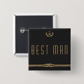 Badge Carré 5 Cm Boutons de mariage nautique Best Man (Devant & derrière)