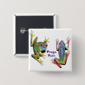 Badge Carré 5 Cm Boutons de règle de grenouilles (Devant & derrière)