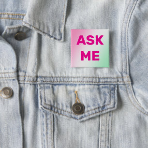Badge Carré 5 Cm Boutons 'Demandez-moi' Rose Pâle Moderne pour Béné