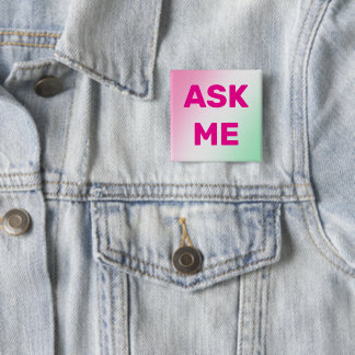 Badge Carré 5 Cm Boutons 'Demandez-moi' Rose Pâle Moderne pour Béné