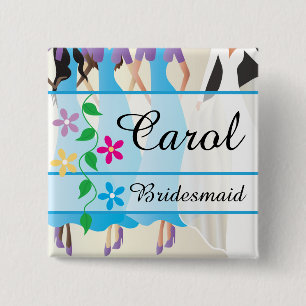 Badge Carré 5 Cm Boutons Dîner de fête de la mariée et nom de la