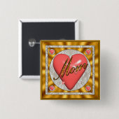 Badge Carré 5 Cm Boutons d'un coeur de mères (Devant & derrière)