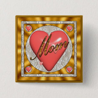 Badge Carré 5 Cm Boutons d'un coeur de mères