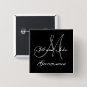Badge Carré 5 Cm Boutons faits sur commande de noce de Groomsman (Devant & derrière)