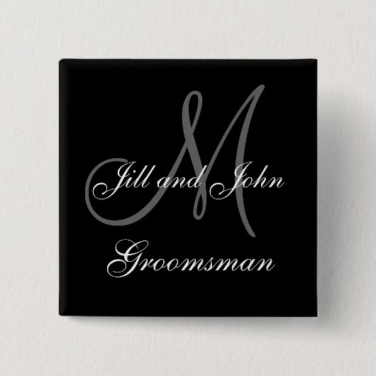 Badge Carré 5 Cm Boutons faits sur commande de noce de Groomsman (Devant)