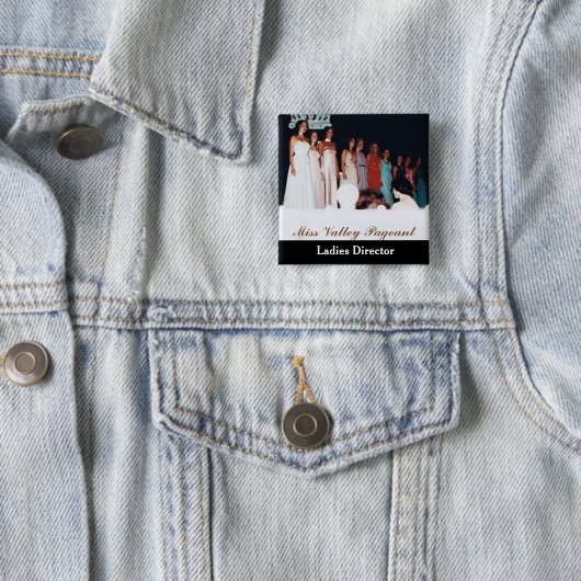 Badge Carré 5 Cm Boutons faits sur commande de reconstitution (En situation)