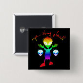 Badge Carré 5 Cm Boutons faux d'alien de planète (Devant & derrière)