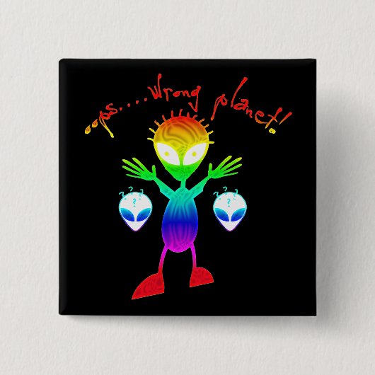 Badge Carré 5 Cm Boutons faux d'alien de planète (Devant)