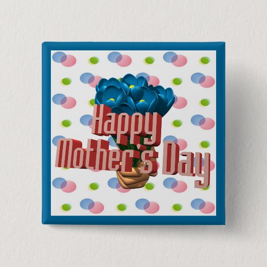 Badge Carré 5 Cm Boutons heureux du jour de mère (Devant)