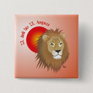 Badge Carré 5 Cm Boutons Löwe Tierkreiszeichen