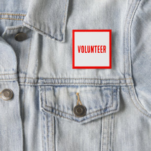 Badge Carré 5 Cm Boutons Modernes Red&White Pour Bénévoles, Affaire