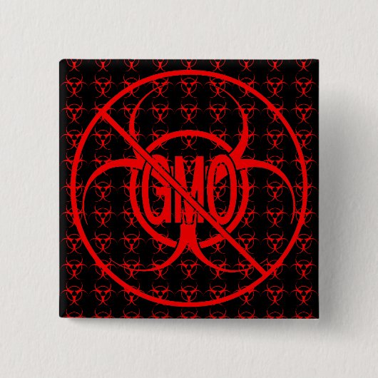 Badge Carré 5 Cm Boutons OGM Avertissement Biodanger Boutons OGM Pi (Devant)