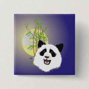 Badge Carré 5 Cm Boutons Panda (Ailuropoda melanoleuca)
