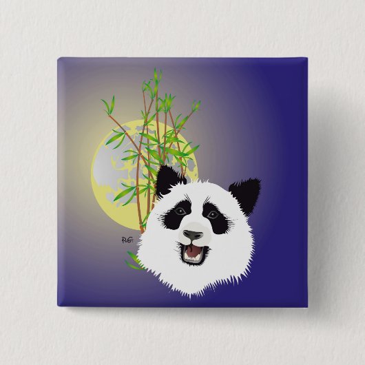 Badge Carré 5 Cm Boutons Panda (Ailuropoda melanoleuca) (Devant)