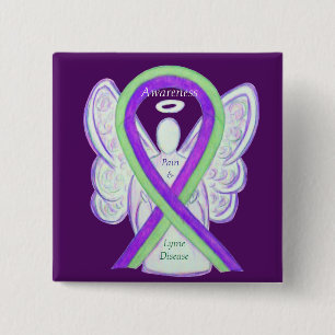 Badge Carré 5 Cm Boutons ruban de sensibilisation à la maladie de L