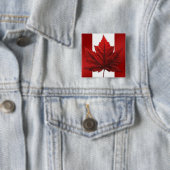 Badge Carré 5 Cm Boutons souvenir Canada Drapeau Érable Feuille Éra (En situation)