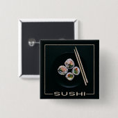 Badge Carré 5 Cm boutons sushi (Devant & derrière)