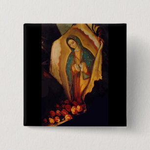 Badge Carré 5 Cm boutons tilma de guadalupe
