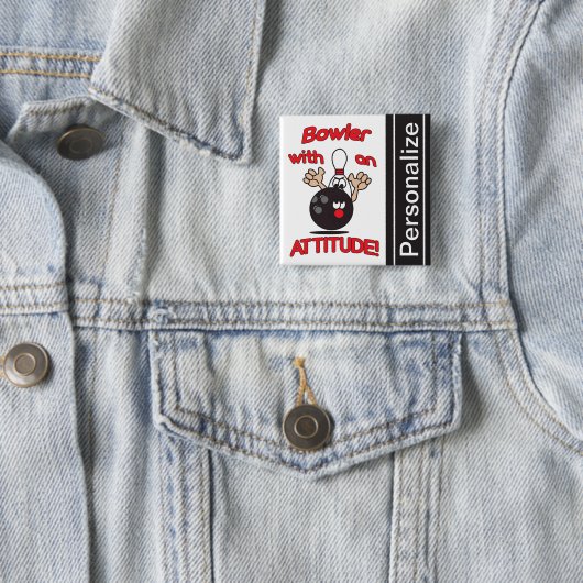 Badge Carré 5 Cm Bowler drôle avec attitude | Personnaliser (En situation)