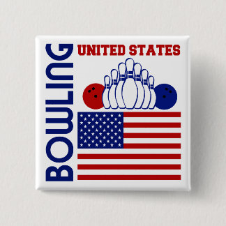 Badge Carré 5 Cm Bowling des Etats-Unis