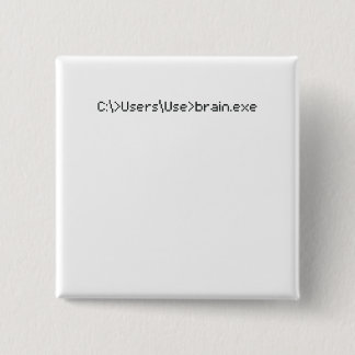Badge Carré 5 Cm Brain.exe Fun Coder Programmer Computer
