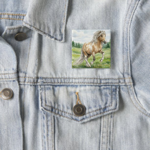 Badge Carré 5 Cm Brana Pinto Palomino Aquarelle islandaise