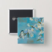 Badge Carré 5 Cm Branches fleurissantes (Devant & derrière)