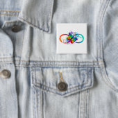 Badge Carré 5 Cm Bright infinity with rainbow butterfly (En situation)