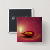 Badge Carré 5 Cm Brightful Diwali - bouton (Devant & derrière)