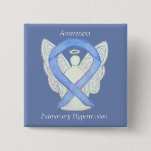 Badge Carré 5 Cm Broche Angel de ruban de sensibilisation à l'hyper