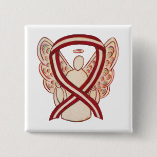 Badge Carré 5 Cm Broche Angel de sensibilisation au Ruban de Bourgo