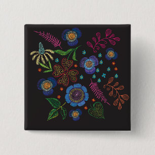 Badge Carré 5 Cm broche brodée