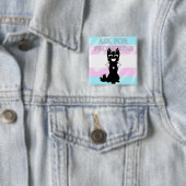 Badge Carré 5 Cm Broche hybride (Demander des pronoms) (En situation)