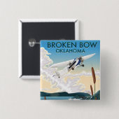Badge Carré 5 Cm Broken Bow Oklahoma (Devant & derrière)