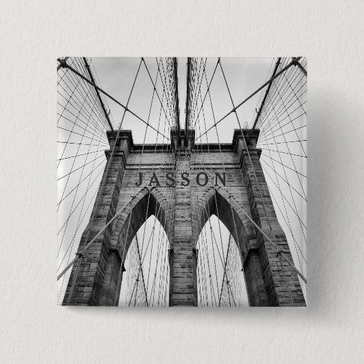 Badge Carré 5 Cm Brooklyn Bridge Photo noir et blanc (Devant)