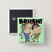 Badge Carré 5 Cm Brosse tes t-shirts et cadeaux pour dents (Devant & derrière)