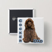 Badge Carré 5 Cm Brown Cocker Spaniel Papa 4 (Devant & derrière)
