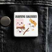 Badge Carré 5 Cm Brûler des calories Marshmallow mème