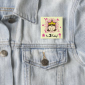 Badge Carré 5 Cm Brunette Princesse 3e Anniversaire Tshirts et cade (En situation)