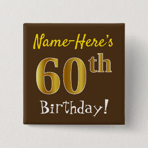 Badge Carré 5 Cm Brunissez, anniversaire d'or de Faux le