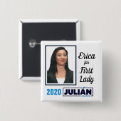 Badge Carré 5 Cm Bruyère Castro pour première Madame (Devant & derrière)